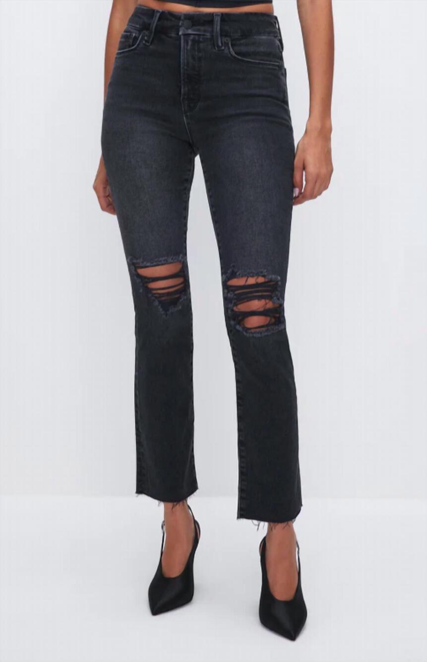 NEW GOOD AMERICAN good straight legs jeans in black